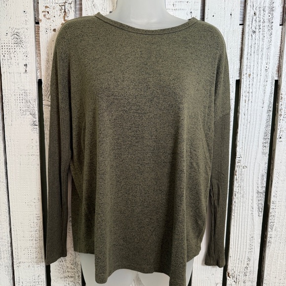 Buffalo David Bitton Womens Ribbed Sleeve Cozy Long Sleeve Size Small Dark Green - Picture 1 of 7